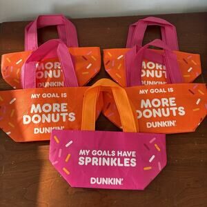 5 - Dunkin Mini Tote Bags Limited Edition Rare Dunkin Donuts Coffee Promo